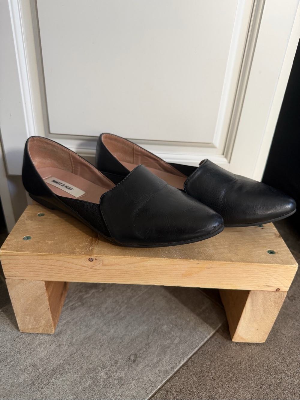 Matt & Nat Black Vegan Leather Pointed Toe Flats